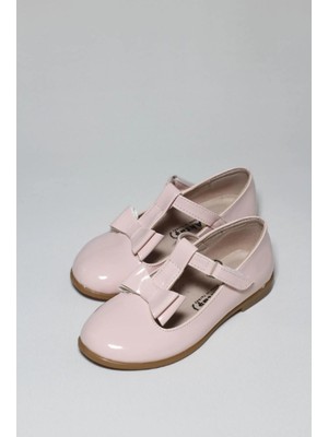 Aktaş Ortopedi Kız Çocuk Direkli Alt Papyon Fiyonklu Pudra Rugan Ortopedik Abiye Babet Ayakkabı