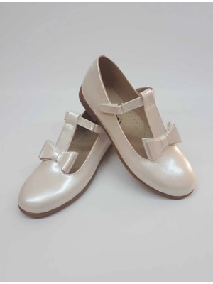 Aktaş Ortopedi Kız Çocuk Direkli Alt Papyon Fiyonklu Sedef Rugan Ortopedik Abiye Babet Ayakkabı