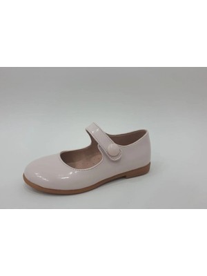Aktaş Ortopedi Kız Çocuk Düğmeli Pudra Rugan Ortopedik Babet Ayakkabı