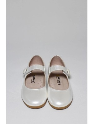 Aktaş Ortopedi Kız Çocuk Düğmeli Sedef Rugan Ortopedik Babet Ayakkabı