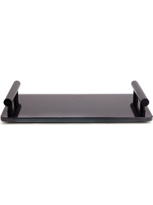 Özbience Şık Cam ve Siyah Banyo Tepsisi 54X170X330 Mm, Pratik ve Estetik Kullanım