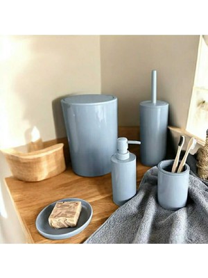 Özbience Şık 5'li Banyo Seti, Modern ve Kullanışlı Tasarım, Gri Renk