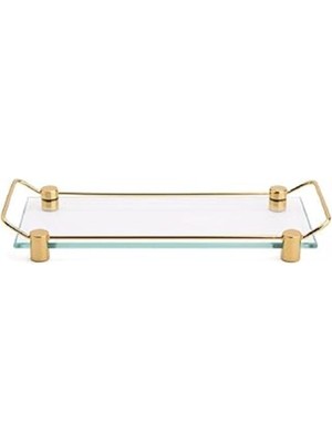 Özbience Şeffaf ve Altın Detaylı Banyo Tepsisi 36X12,5X3,1 cm