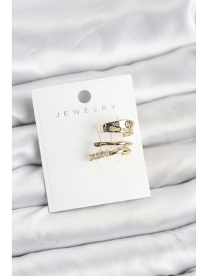 Marsilyan Gold Renk Zirkon Taşlı Pirinç Kıkırdak Küpe - TJ-BKP11613