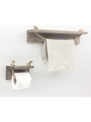 Özbience Şık Ahşap Havluluk ve Tuvalet Kağıtlığı Seti, Modern Banyo Dekoru