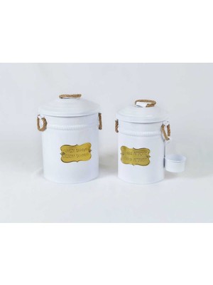 Özbience Beyaz 2'li Çamaşır ve Bulaşık Deterjan Saklama Seti, Galvaniz