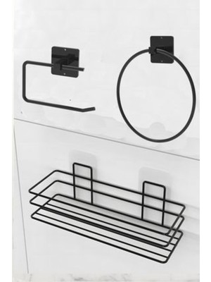 Özbience 3'lü Banyo Düzenleyici Seti, Duşakabin Şampuanlık, Wc Kağıtlık ve Havluluk