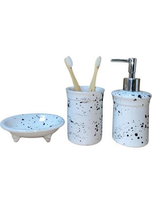 Özbience Modern Seramik Dara Collection 3 Parça Banyo Seti Dalmaçya Desenli