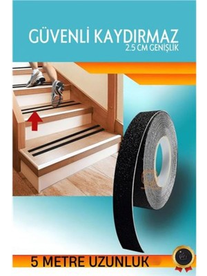 Özbience Kaydırmaz Merdiven Bandı, Taşlı, 5m x 25MM, Güvenli Adımlar