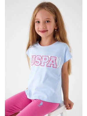 U.S. Polo Assn. Mavi Kız Çocuk Kapri Takım Hafif Kumaş ve Spor Tarz ile Yazlık Konfor