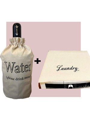 Özbience Krem Damacana Kılıfı ve Çamaşır Makinesi Örtüsü Ikili Set