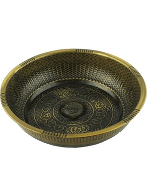 Özbience Antik Gold Hamam Tası, Pirinç Kurna, Şık ve Şeffaf Tasarım