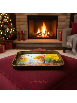 Sevsenka Muse D’art - 14 Şubat Sevgililer Günü Özel Koleksiyon Lüks Yağlı Boya Dokulu Sanat Tepsisi