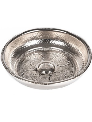 Özbience Gaziantep Bakır Hamam Tası, 20 Cm, 3 mm Kalınlık, Otantik ve Tuğra Dövmeli