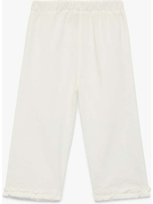 Koton Beli Lastikli Beyaz Kız Bebek Pantolon 6SMG40035AW