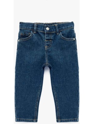 Koton Beli Lastikli Indigo Erkek Bebek Jean Pantolon 6SMB40010TD