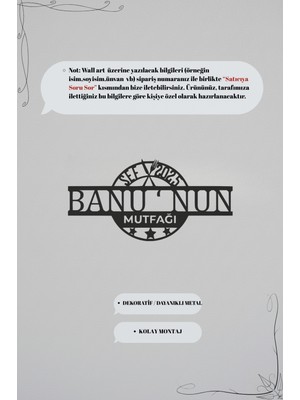 Grandmix Mutfak Için Kişiye Özel Isimli Metal Duvar Dekoru Lazer Kesim Tablo