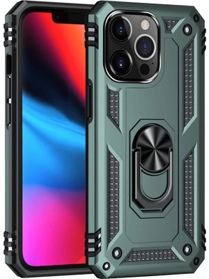 Allians Yeşil Renkli iPhone 13 Pro Silikon Kılıf ve Yüzük Seti