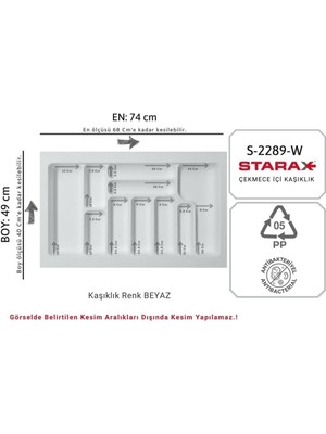Özbience Çekmece Içi Plastik Kaşıklık, Beyaz, 10 Göz, Ayarlanabilir, Dayanıklı