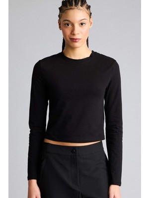 DeFacto Pamuklu Slim Fit Bisiklet Yaka Sporcu Uzun Kollu Tişört F9087AX26SP