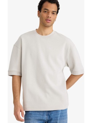 DeFacto Nefes Alabilir Loose Fit Bisiklet Yaka Kısa Kollu Ağır Kumaş Basic Tişört B4844AX26SP