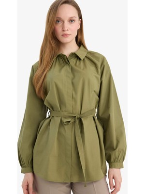 DeFacto %100 Pamuk Relax Fit Poplin Gömlek Tunik G7704AX26SP