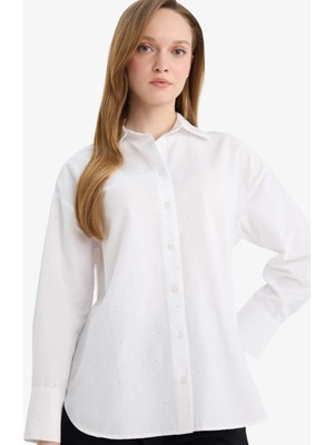 DeFacto Relax Fıt Poplin Gömlek TUNIK E7977AX26SP