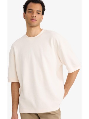 DeFacto Nefes Alabilir Loose Fit Bisiklet Yaka Kısa Kollu Ağır Kumaş Basic Tişört B4844AX26SP