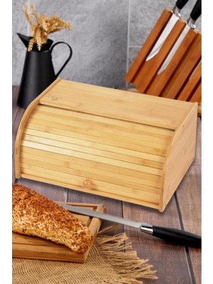 Özbience Bambu Ekmek Saklama Kutusu Sürgülü Kapaklı, Pratik ve Şık Tasarım