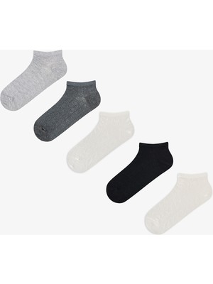 Penti 5 Çift Burun Dikişsiz Pamuklu Renkli Kendinden Kalp Desenli Patik Çorap