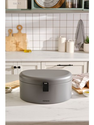 Özbience Modern Gri Ekmek Kutusu, Şık ve Fonksiyonel Saklama Çözümü