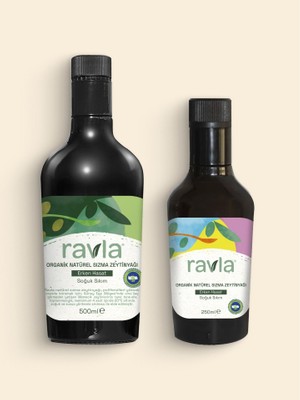 2'li Ürün - Ravla Organik Erken Hasat Zeytinyağı 500ml / Organik Zeytinyağı - Bebek Çocuk Yüksek Polifenol 250ml