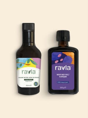 2'li Ürün - Ravla Mor Meyveli Karışım 330g / Ravla Organik Zeytinyağı - Bebek Çocuk Yüksek Polifenol 250ml