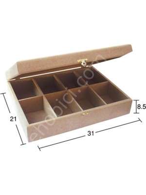 Özbience Sekiz Bölmeli Ahşap Kutu, Dekoratif ve Fonksiyonel Saklama Çözümü