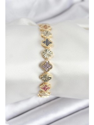 Nacario Bfs Pirinç Vip Seri Yonca Zirkon Taşlı Kadın Bileklik