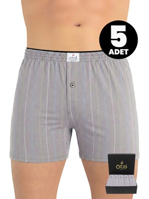Öts Premium 5'li Çizgili Erkek Boxer - %100 Pamuk, Ultra Yumuşak Kumaş, Rahat Kalıp, Etiketsiz ve Kaliteli Boxer, Hediye Kutulu Günlük Erkek Iç Giyim