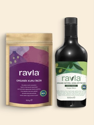 Ravla 2'li Ürün - Kuru İncir 500g / Organik Erken Hasat  Zeytinyağı – İçimlik 500 ml