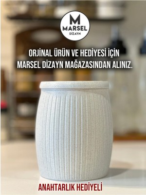 Marsel Dizayn Çöp Kutusu V3 Masaüstü - Mutfak - Banyo - Açılır Kapanır - Mermer Beyazı - 15CM