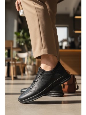 Enoch Hakiki Deri Lastikli Bilekli Erkek Sneaker Ayakkabı Ortopedik Taban