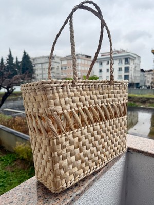 Ss Eral Koop El Yapımı Hasır Plaj Çantası 🌿 | Doğal Hasır Ortası Örgü Kadın Omuz Çantası | Yazlık Günlük Çanta 30X30 cm
