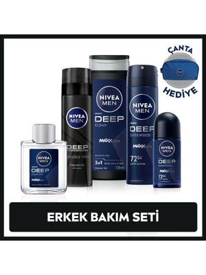 Nivea Men Erkek Damat Çeyiz Seti, Duş Jeli, Deodorant 150ML, Roll-On,tıraş Köpüğü, Losyon ve Çanta Hediye