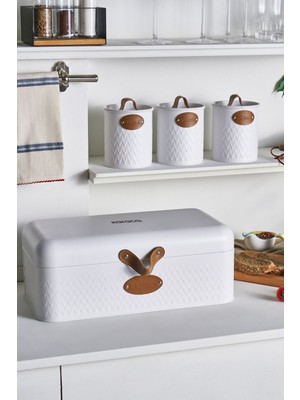 Özbience Şık Beyaz Karbon Çelik Ekmek Saklama Kutusu, Pratik ve Dayanıklı