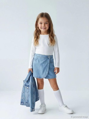 LC Waikiki Kız Çocuk Jean Şort Etek  (S6)