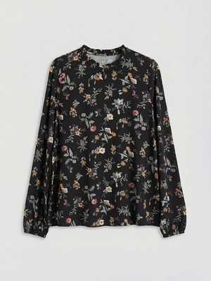 LC Waikiki Fırfırlı Dik Yaka Desenli Bluz  (S6)