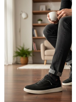 Enoch Hakiki Süet Deri Beyaz Tabanlı Erkek Sneaker Ortopedik Taban