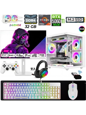 Xaser Moon Cube X20 Ryzen 7 5700X 32GB Ram 1tb M.2 Nvme SSD 16GB RTX5060 Ti Sıvı Soğutmalı 24,5" 240Hz Oyuncu Tavsiye Sistem