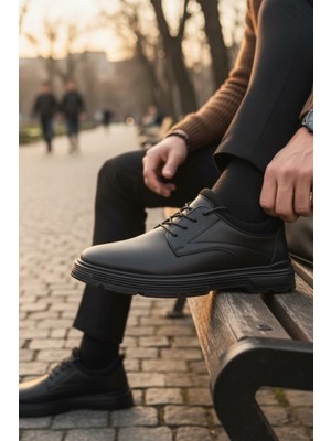 Enoch Hakiki Deri Klasik Bağcıklı Erkek Ayakkabı Ortopedik Taban