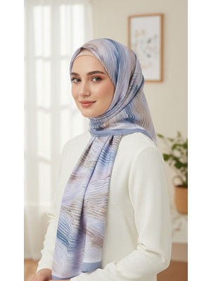 Aliva Scarf Pamuk Ipek Çizgi Desenli Şal