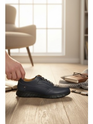 Enoch Hakiki Deri Klasik Bağcıklı Erkek Sneaker Ortopedik Taban