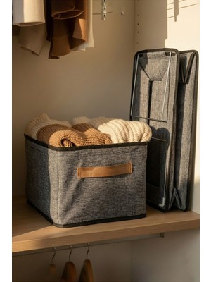 Ser&Yat Raf Düzenleyici 25 cm - Kırçıl Desenli Örme Kumaş | Çelik Destekli, Katlanabilir Kıyafet Organizeri